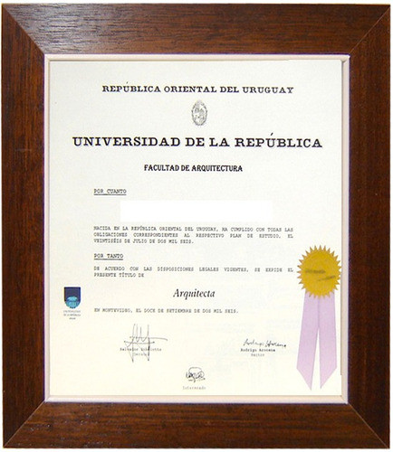 Marco Para Título Udelar 3.5cm Nogal Ma. Luisa Punto Arte 0