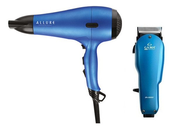 Kit Para Peluqueria Secador Allure + Maquina Cortadora Gama 0