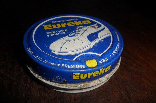 Eureka Crema Blanca Cuero Y Cuerina Antigua Lata Latita 1