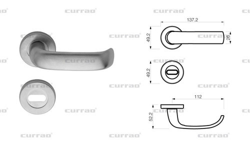 Manija Picaporte Doble Balancin Currao Latina Ii Y B/llaves 1