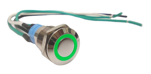 Pulsador Metalico Led Verde 12mm Sin Retencion - Cara Plana 0