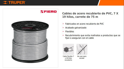 Cable Acero Forrado Pvc 3/16 (4,7 Mm) - Precio 10 Metros 1