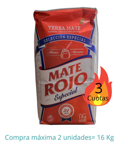 Yerba Mate Rojo Especial Pack 8 Unidades De 1 Kg 0