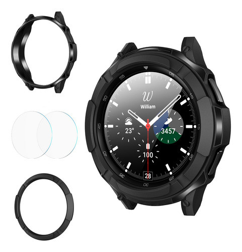 2 Protectores Y Funda Samsung Galaxy Watch 4 Classic 42mm Bl 0