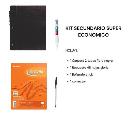 Kit Set Utiles Escolares Secundaria 4 Productos Carpeta Boli 1