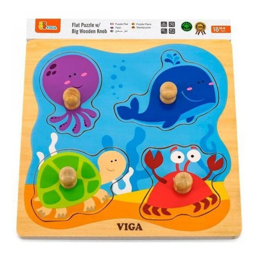 Puzle Encastre Animales Del Mar De Madera 0