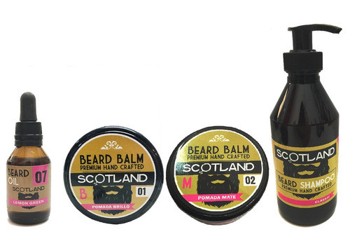 Scotland Kit Shampoo Barba + Pomada Brillante Mate + Aceite 0