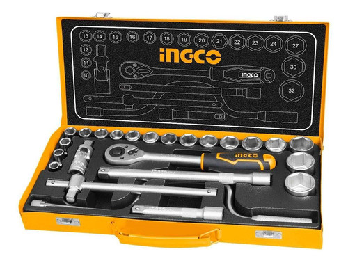 Juego Dados Tubo Llave 24 Pcs 1/2  Crique + Valija Metalica 0