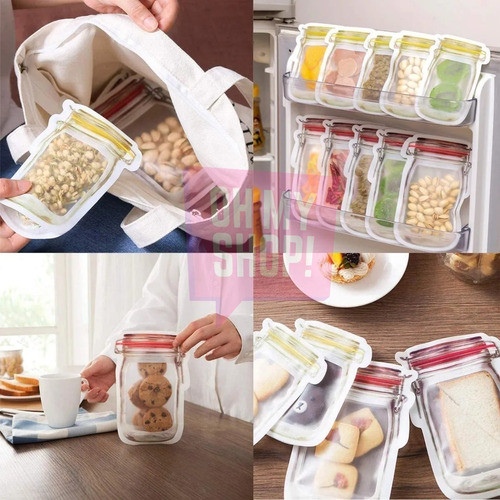 Bolsas Frascos Zipper Pack X4 Reutilizables Cierre Hermético 1