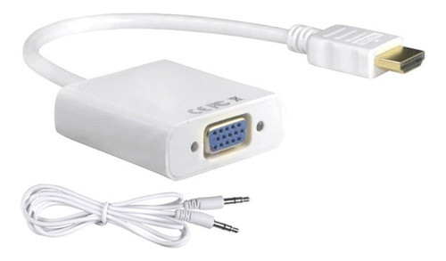 Cable Conversor Hdmi A Vga Video Cable Audio Color Blanco 0