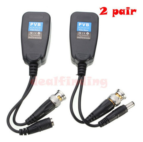 2 Par Coaxial Cctv Bnc Video Power Balun Transceptor Cat5e R 1