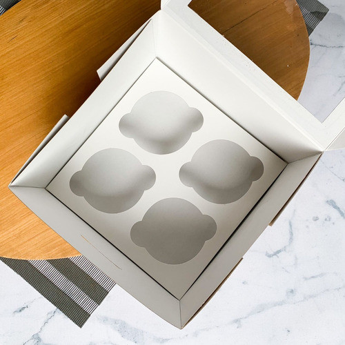 Caja Porta Cupcakes/muffins 4 U. Kraft C/visor Pack X 10 U. 1