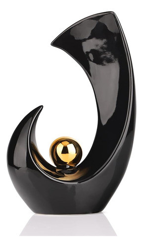 Decoración Negra Y Dorada Escultura De Arte De Cerámica, Dec 0