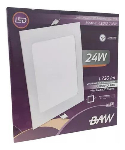 Panel Led Para Embutir 24w (=130w) Cálido Baw Ple010-24cw 0