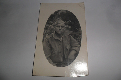Antigua Foto Fotografia Uniforme Militar Soldado Birrete 0