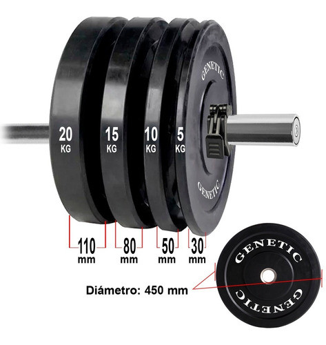 2 Discos Bumper Olímpico Eco Goma 10kg Weightlifting Genetic 1
