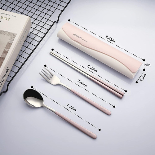 Cubiertos De Acero Inoxidable Para Camping, Incluye Estuche 1