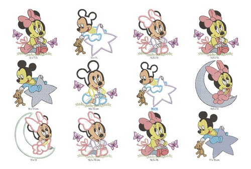 28 Matrices P/ Maquinas De Bordar Mickey Y Minnies Bebes 0