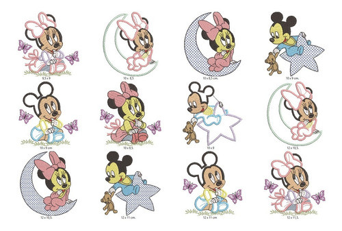 28 Matrices P/ Maquinas De Bordar Mickey Y Minnies Bebes 1