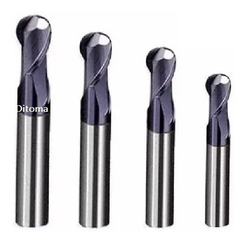 Set Fresas 2 Filos Revestida Integral Punta Esferica Ø 2 3 4 5 6mm 0