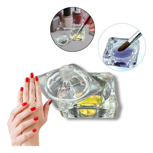 Vaso Dappen Con Tapa Vidrio Manicuria Uñas Esculpidas 0