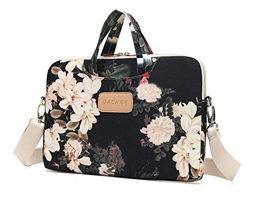 Dachee Black Peony Patten Bolsa De Mensajero Para El Hombro 0