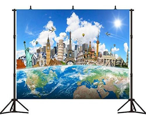 Fondo De Fotografía De Viaje Global Hito En La Tierra Telón 0