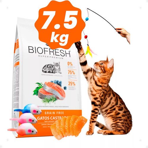 Ración Gato Castrado Biofresh Adulto 7.5kg + Juguetes Regalo 1