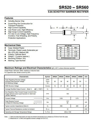 Lote 2 X Diodo Schottky Sr560 5a 60v Itytarg 1