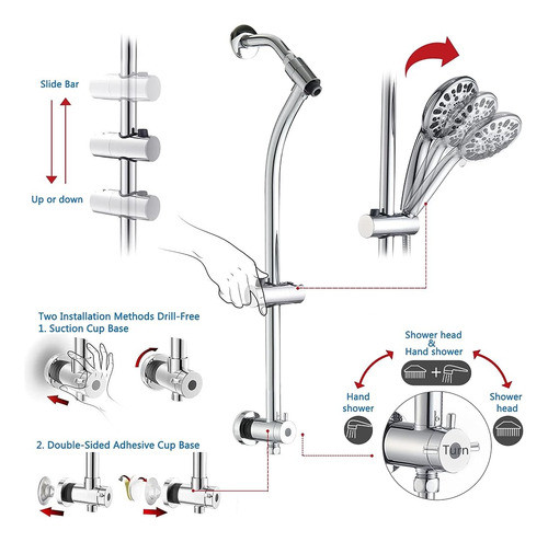 ~? Uclimaa Rainfall 8 Pulgadas Round Shower Charge Con Combo 1