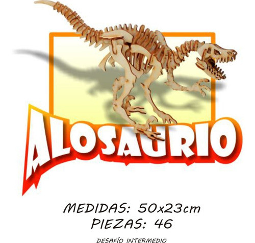 Maqueta Encastrable Alosaurio 30 Cm - Imaginarte Láser. 1