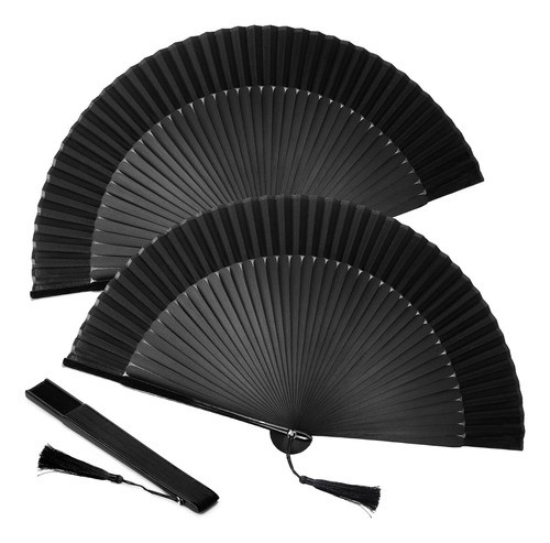 Johouse Abanico Plegable De Seda De Bambú De 2 Piezas, De De 0