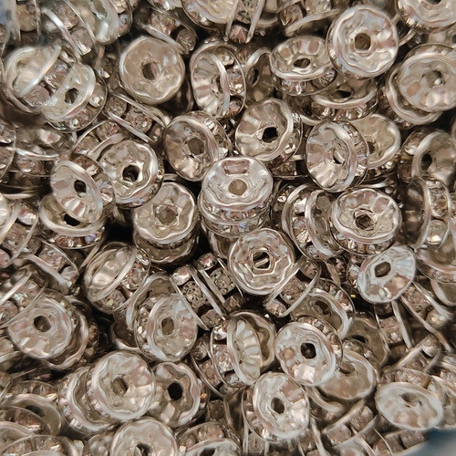 50u Rondel C/strass 8mm - Blanco - Armado Artesanias Bijou 0