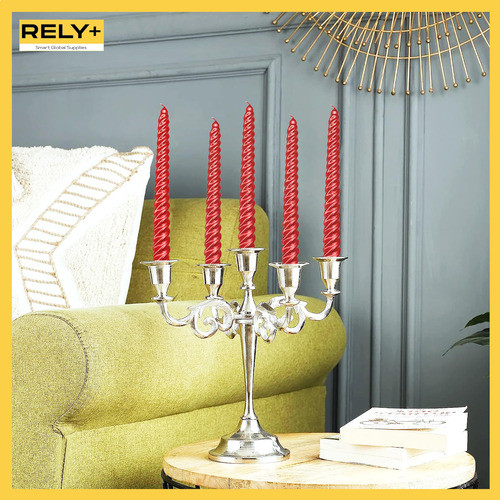 Candelabro De 5 Brazos De 25cm De Alto Plateado 1