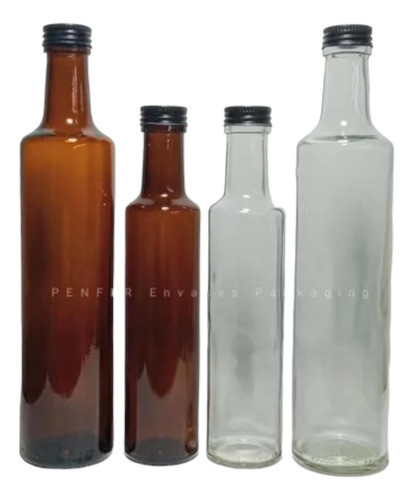 Botella Transparente 250ml Vidrio T/negra (x10) 0