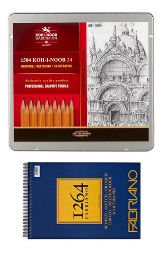 Kit 24 Lapices Grafito Graduado Kohinoor Block Fabriano 1264 0