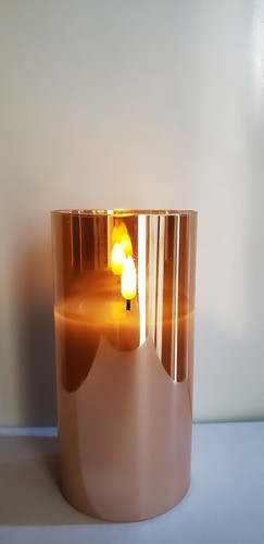 Vela Led Con Llama Titilante En Soporte De Vidrio (set X 2) 0