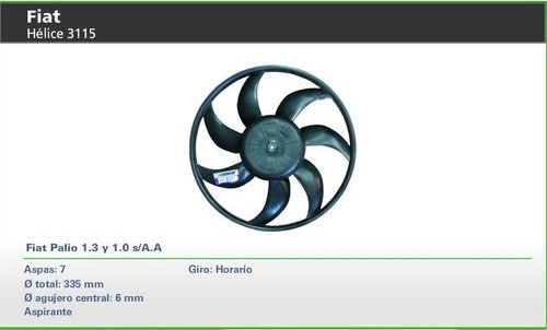 Helice Paleta Palio 1.3-1.0 S/aa.7 Aspas 0