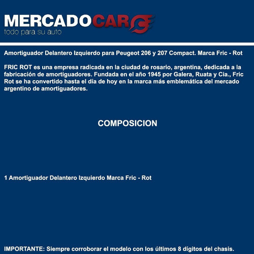 Amortiguador Delantero Izquierdo Peugeot 207 1.6 16v - 2014 1