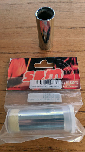 Slide Metalico Para Bajo Y Guitarra Bronce Cromado X 2 1