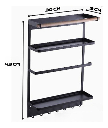 Estante Organizador Magnético Con Portarollo Cocina Talle L. 1