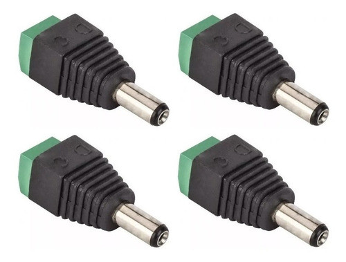 Kit 4 Fichas Plug Macho 5.5 X 2.1mm Utp Cctv Led Camaras Iu 0