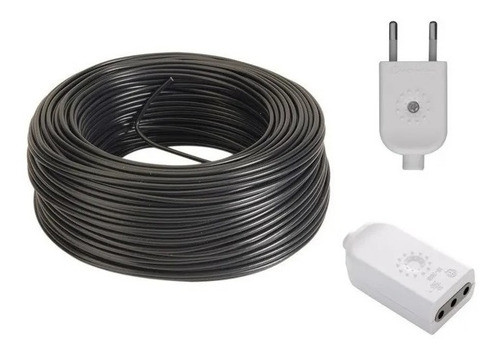 Cable Bajo Goma 2x1 Mm Negro 15 Mts + Fichas Alargue 0