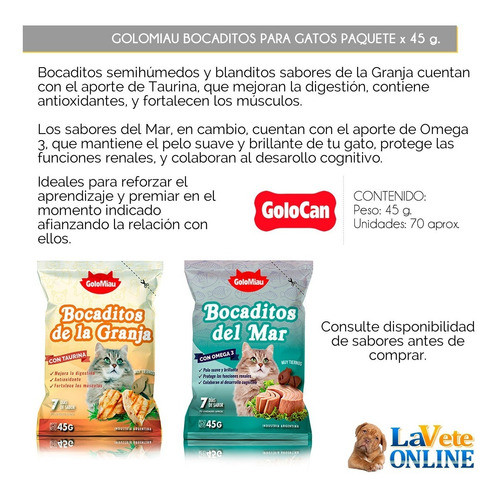 Bocaditos Golomiau Sabores Mar Pescado Golocan Gato 10paqts 1