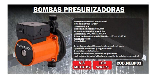 Bomba Presurizadora Nebraska 1/8 Hp - 30lt/min Nebp03 1