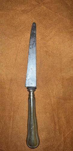 Cuchillo La Mulita Antiguo Mango Cabo De Plata Sellado 0