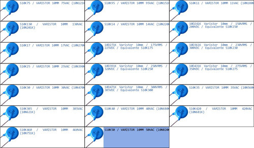 Pack 20x S10k50 Varistor 10mm 50vac (10n820k) 1