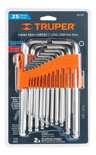 Llaves Allen Truper Juego 25 Piezas Estuche Plástico All-25 1