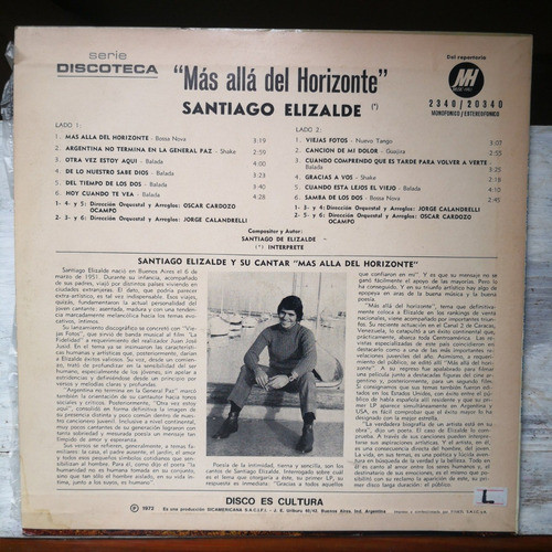 Santiago Elizalde- Más Allá El Horizonte- Lp- Vinilo / Kktus 1