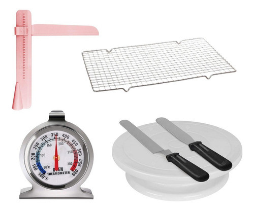 Set Reposteria Plato Giratorio Rejilla Termometro Horno 0
